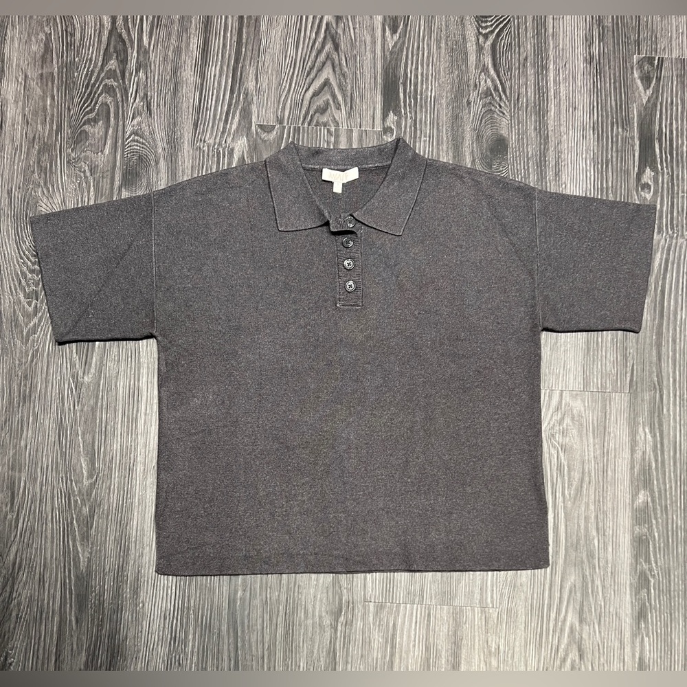 WAYF 💫EUC💫 Gray Collared Short Sleeve Sweater Top - Size Small